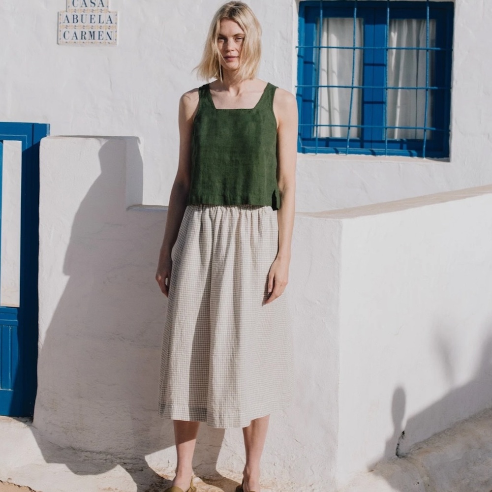 Not Perfect Linen NPL sion skirt midi maxi beige size M 100% Linen